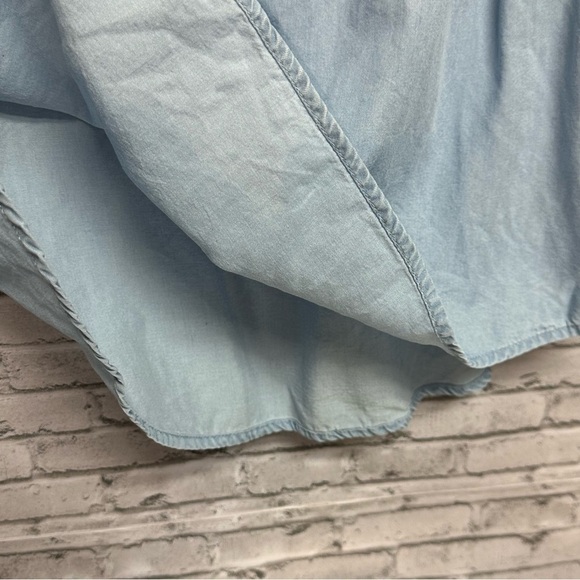 Time and Tru Small (0-2) Womens Blue Dress Tie Waist Buttons Sleeveless Pockets - Picture 9 of 12